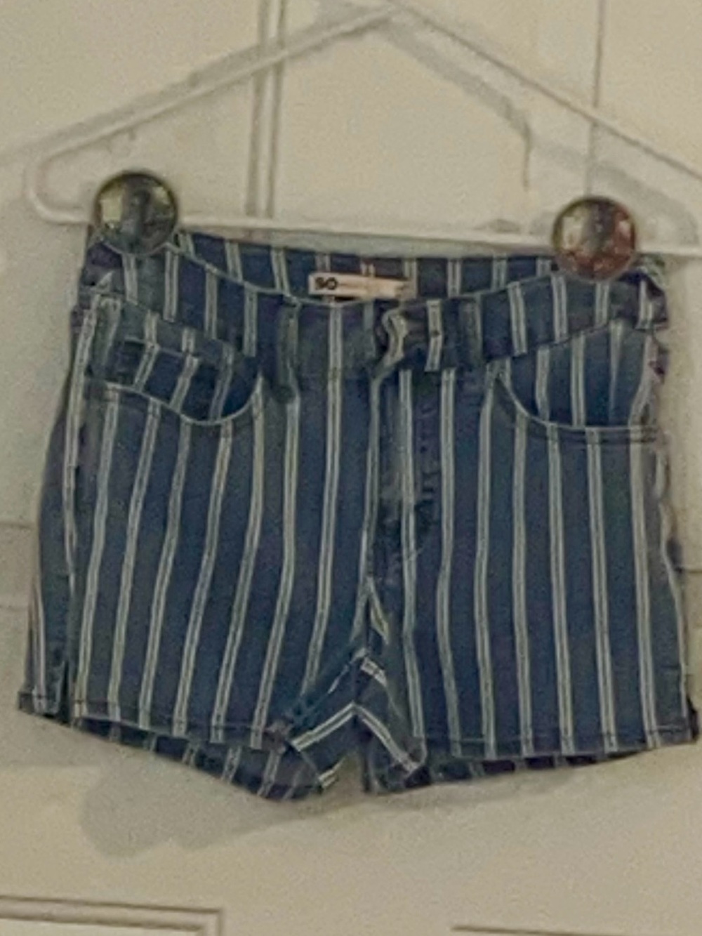 SO Blue and White Striped Jean Shorts
